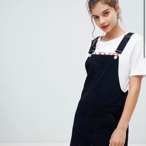Navy Bershka Cord Overall Dress